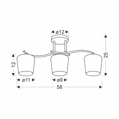 Moderní stropní osvětlení ESNYR - 3xE27, 40W, chromované / černé / bílé
