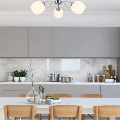 Stropní tříramenné moderní osvětlení ESTAR - 3xE27, 40W, chromované / bílé