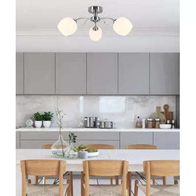 Stropní tříramenné moderní osvětlení ESTAR - 3xE27, 40W, chromované / bílé