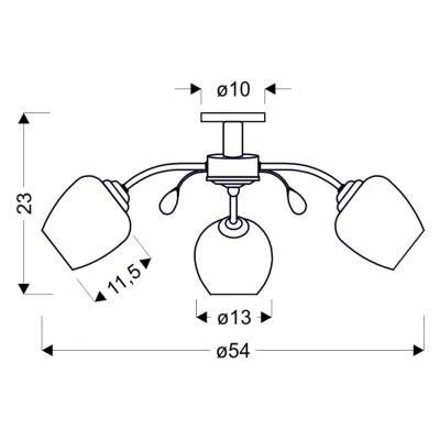 Stropní tříramenné moderní osvětlení ESTAR - 3xE27, 40W, chromované / bílé