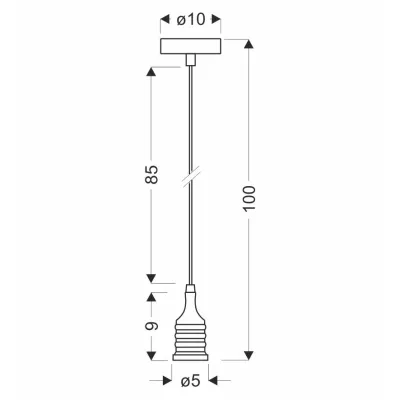 Lankový závěs FELAN - 1xE27, 60W, černý / patina