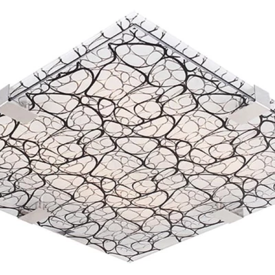 Stropní moderní osvětlení FIERA - 2xE27, 60W, 31x31cm, hranaté, bílé / černé