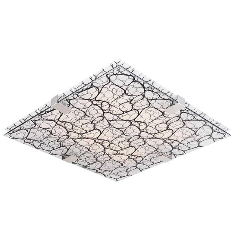 Stropní moderní osvětlení FIERA - 2xE27, 60W, 31x31cm, hranaté, bílé / černé