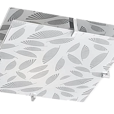 Moderní stropní hranaté osvětlení FIKUS - 1xE27, 60W, 30x30cm, chromované / bílé