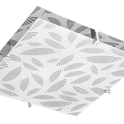 Moderní stropní osvětlení FIKUS - 2xE27, 60W, 36x36cm, hranaté, chromované / bílé