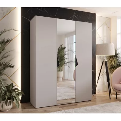 Třídveřová šatní skříň 150 cm AMARIS 2 - kašmír / černé úchyty