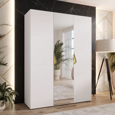 Třídveřová šatní skříň 150 cm AMARIS 2 - bílá / zlaté úchyty