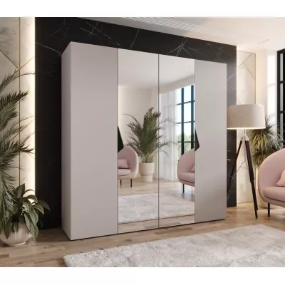 Čtyřdveřová zrcadlová skříň 200 cm AMARIS 2 - kašmír / černé úchyty