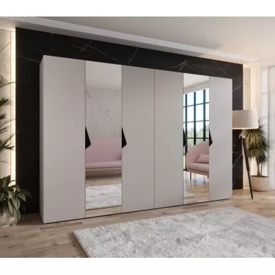 Elegantní zrcadlová skříň 300 cm AMARIS 2 - kašmír / černé úchyty