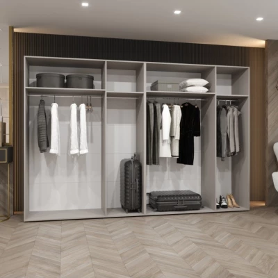 Elegantní zrcadlová skříň 300 cm AMARIS 2 - kašmír / černé úchyty