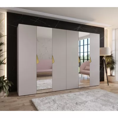 Elegantní zrcadlová skříň 300 cm AMARIS 2 - kašmír / zlaté úchyty