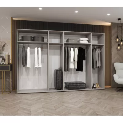 Elegantní zrcadlová skříň 300 cm AMARIS 2 - černá / kašmírové úchyty