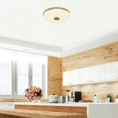 Dřevěné LED stropní svítidlo FIORINO - 24W, 4000K (denní bílá), 39cm, hnědé / bílé