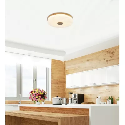 Dřevěné LED stropní svítidlo FIORINO - 24W, 4000K (denní bílá), 39cm, hnědé / bílé