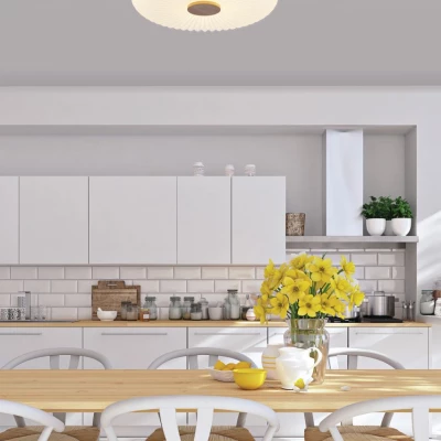 Dřevěné LED stropní svítidlo TART - 24W, 4000K (denní bílá), 38cm, hnědé / bílé