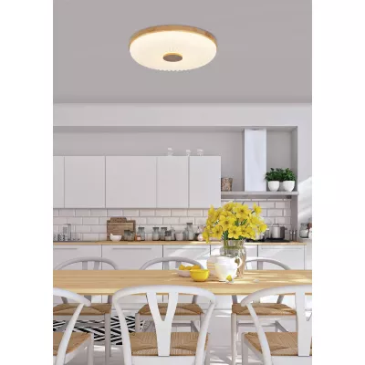 Dřevěné LED stropní svítidlo TART - 24W, 4000K (denní bílá), 38cm, hnědé / bílé