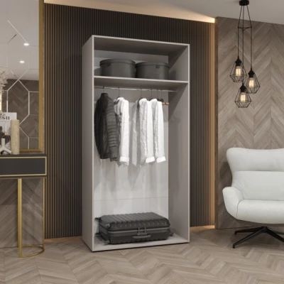 Úzká zrcadlová skříň 100 cm AMARIS 3 - bílá / černý úchyt