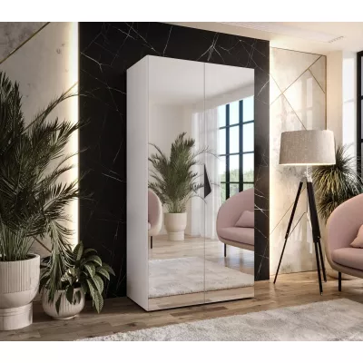 Úzká zrcadlová skříň 100 cm AMARIS 3 - bílá / černý úchyt