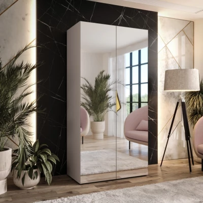 Úzká zrcadlová skříň 100 cm AMARIS 3 - kašmír / zlatý úchyt