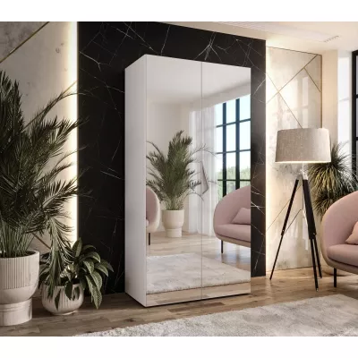 Úzká zrcadlová skříň 100 cm AMARIS 3 - bílá / kašmírový úchyt