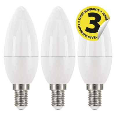 Sada LED žárovek Candle, E14, 6W, teplá bílá, 3 ks