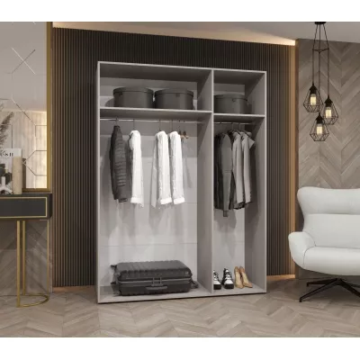 Zrcadlová šatní skříň 150 cm AMARIS 3 - bílá / kašmírové úchyty