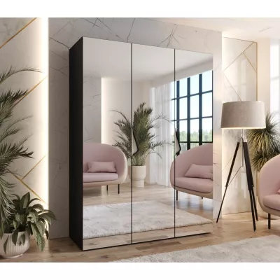 Zrcadlová šatní skříň 150 cm AMARIS 3 - černá / kašmírové úchyty