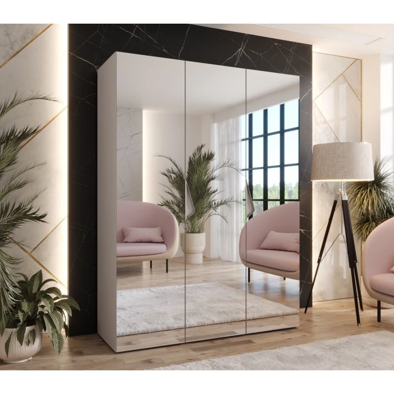 Zrcadlová šatní skříň 150 cm AMARIS 3 - kašmír / kašmírové úchyty