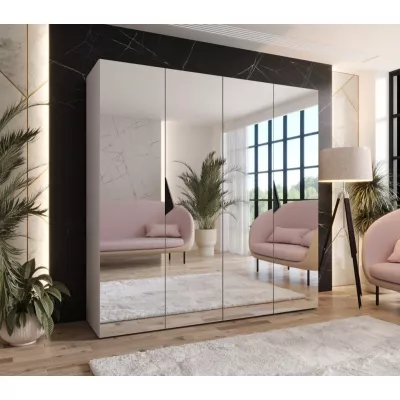 Čtyřdveřová zrcadlová skříň 200 cm AMARIS 3 - kašmír / černé úchyty