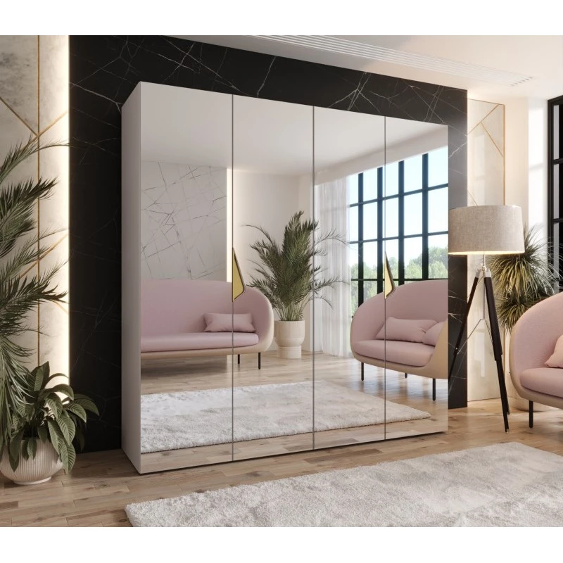 Čtyřdveřová zrcadlová skříň 200 cm AMARIS 3 - kašmír / zlaté úchyty