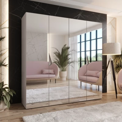 Čtyřdveřová zrcadlová skříň 200 cm AMARIS 3 - kašmír / kašmírové úchyty