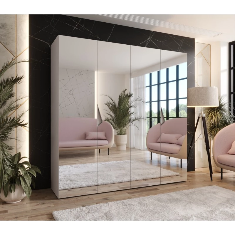 Čtyřdveřová zrcadlová skříň 200 cm AMARIS 3 - kašmír / kašmírové úchyty