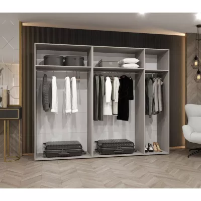 Široká šatní skříň 250 cm AMARIS 3 se zrcadlem - černá / černé úchyty