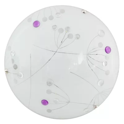 Nástěnné / stropní kulaté LED světlo FLORAL - 10W, 3000K (teplá bílá), 30cm, bílé / fialové