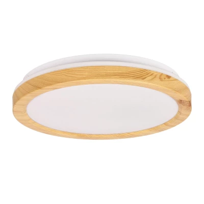 Stropní dřevěné LED osvětlení GANDAVA - 18W, 4000K (denní bílá), 29cm, kulaté, hnědé / bílé