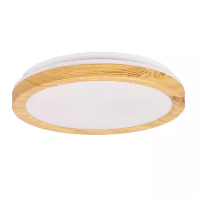 Stropní dřevěné LED osvětlení GANDAVA - 18W, 4000K (denní bílá), 29cm, kulaté, hnědé / bílé