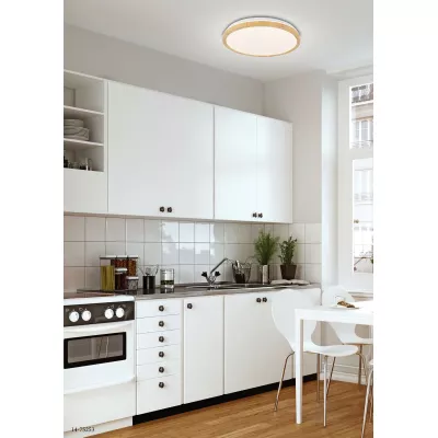 Stropní dřevěné LED osvětlení GANDAVA - 24W, 4000K (denní bílá), 38cm, kulaté, hnědé / bílé