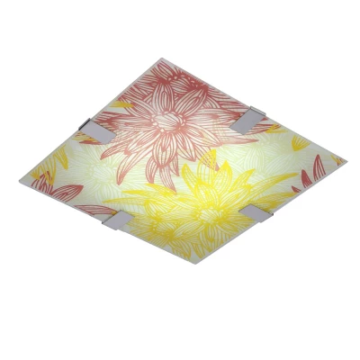 LED stropní / nástěnné světlo GEORGIA - 10W, 6500K (studená bílá), 30x30cm, hranaté, červené / žluté