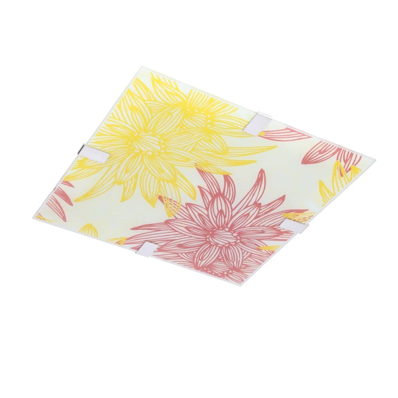 LED stropní / nástěnné světlo GEORGIA - 16W, 6500K (studená bílá), 40x40cm, hranaté, červené / žluté