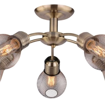 Stropní pětiramenné osvětlení GLIVA - 5xE27, 60W, patina