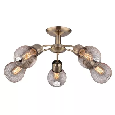 Stropní pětiramenné osvětlení GLIVA - 5xE27, 60W, patina