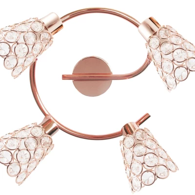 Stropní designové kruhové osvětlení GLOSSY - 4xG9, 40W, mosazné / růžové