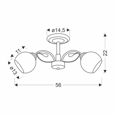 Moderní přisazený lustr GRAPHITE - 2xE27, 40W, černý / bílý