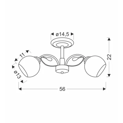 Moderní přisazený lustr GRAPHITE - 2xE27, 40W, černý / bílý