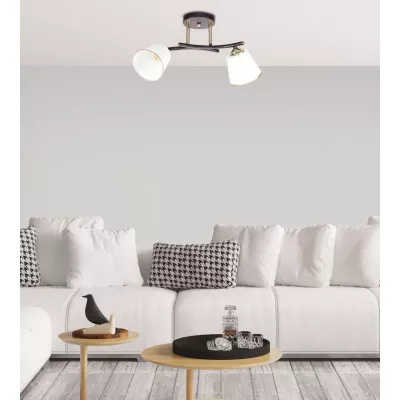 Stropní moderní osvětlení GRECO - 2xE27, 40W, černé / zlaté / bílé