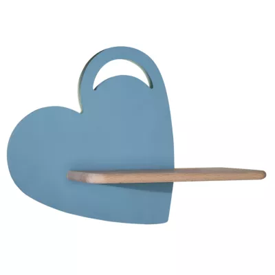 Dětská nástěnná LED lampička s poličkou HEART - 5W, 4000K (denní bílá), modrá