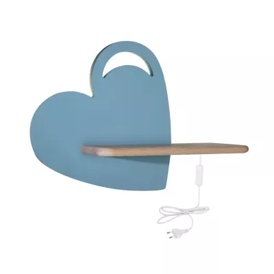 Dětská LED nástěnná lampa do zásuvky HEART - 5W, 4000K (denní bílá), modrá