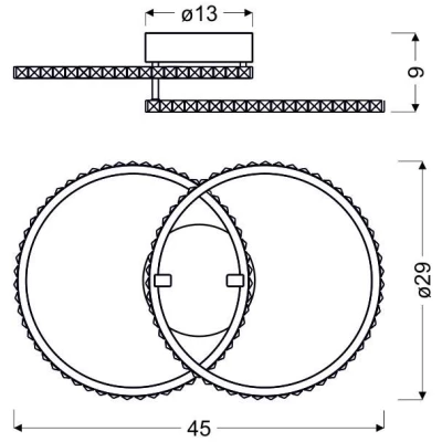 Stropní designové LED osvětlení HELLO - 28W, 3000K (teplá bílá), chromované