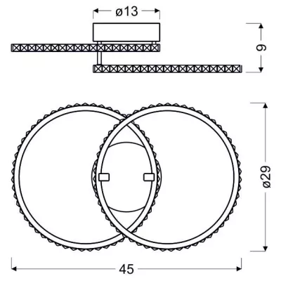 Stropní designové LED osvětlení HELLO - 28W, 3000K (teplá bílá), chromované