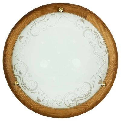 Stropní kulaté osvětlení HERBA - 1xE27, 60W, 38cm, kulaté, dub